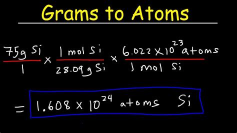 how do you convert from grams to atoms